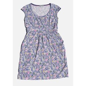 Boden Blue Paisley Print Dress Size 10P Modal Cotton Boho Floral Pockets